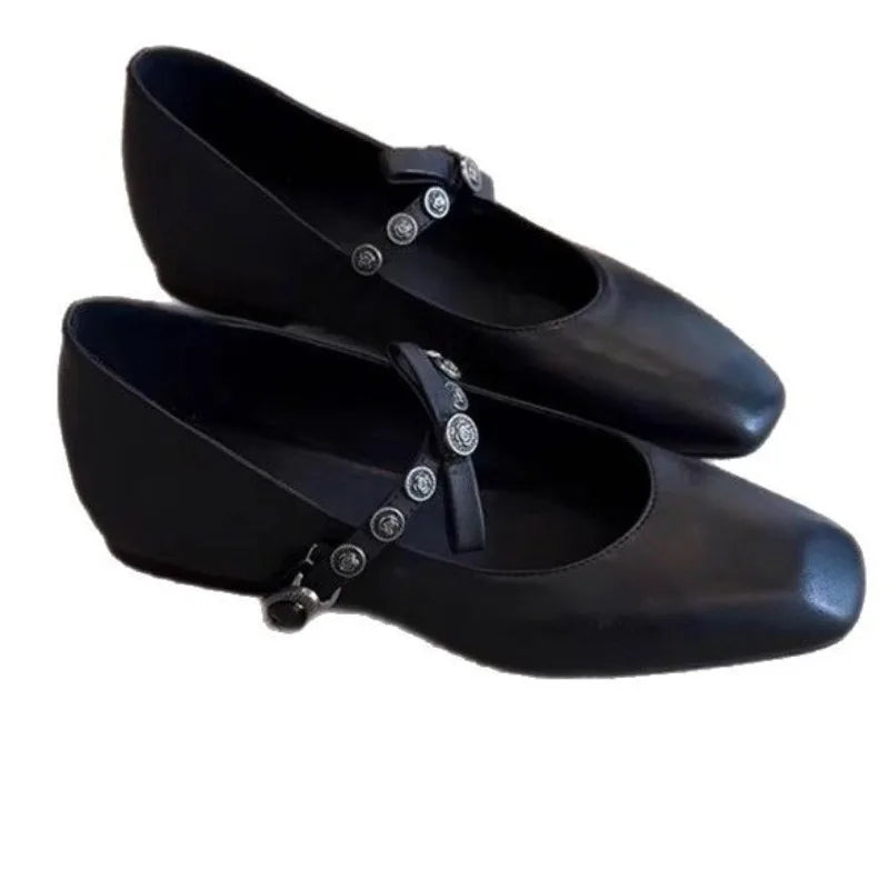 Flat Shoes for Women 2025 Spring and Autumn French Women flats Bow Shallow Mouth Ballet Shoes Square Toe Retro Mary Jane Shoes Zpaxo