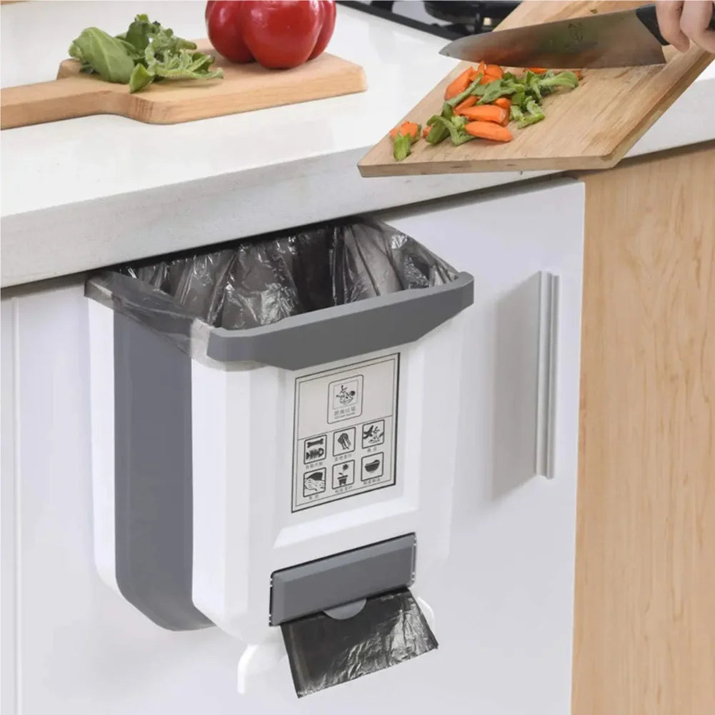 Kitchen Folding Trash Can Wall Mounted Trash Can Kitchen Cabinet Door Mounted Trash Can Folding Trash Can for Vehicles Zpaxo