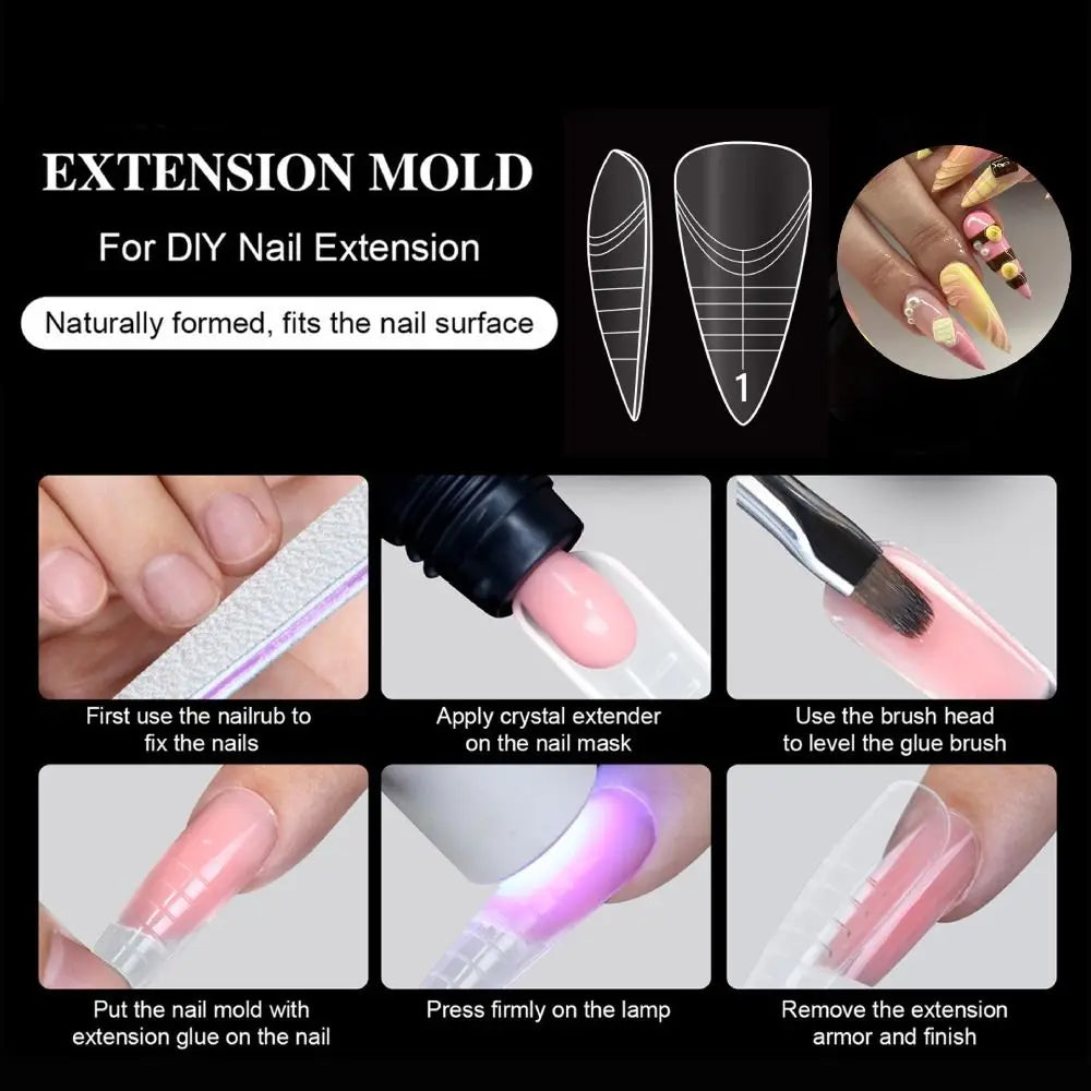 14 Sizes French Nail Dual Form Inner Line Reusable Extension Mold Zpaxo