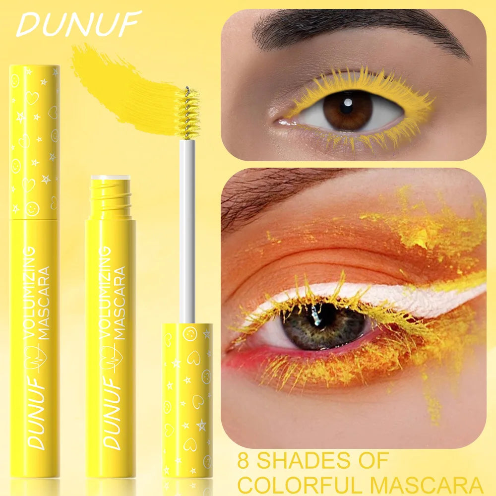 Yellow Slender Curly Mascara, Color Mascara Waterproof Not Easy To Smudge, Portable Fine Brush Head，Holiday Makeup Zpaxo
