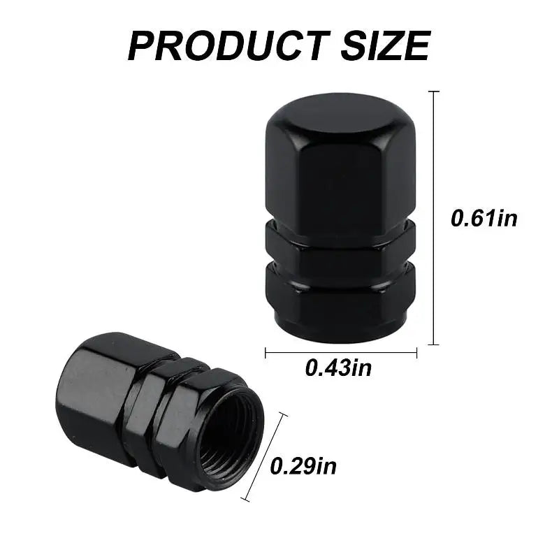 4-Pack Aluminum Tire Valve Stem Caps – Universal Car & Bike Fit Tire Valve Caps Zpaxo