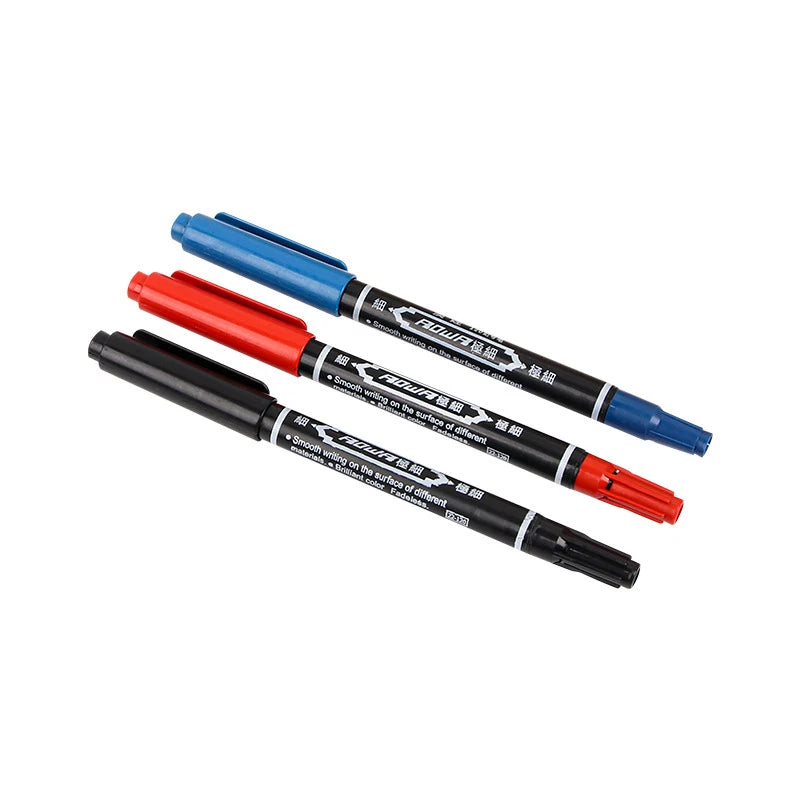 Twin Tip Black Blue Red Oil Marker Pen 0 5 Double Headed Permanent