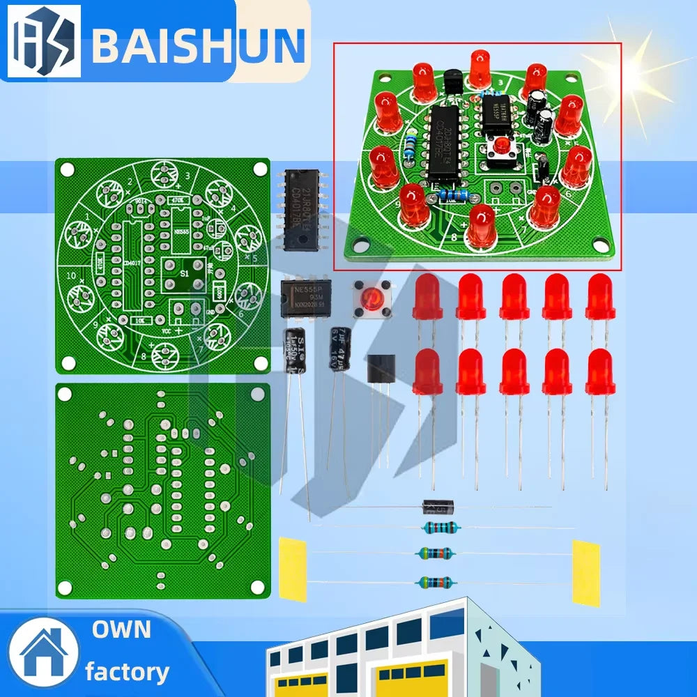 Lucky Rotary Electronic Turntable DIY Kit with CD4017 & NE555 – 3V/5V LED Pulse Generator Module Zpaxo