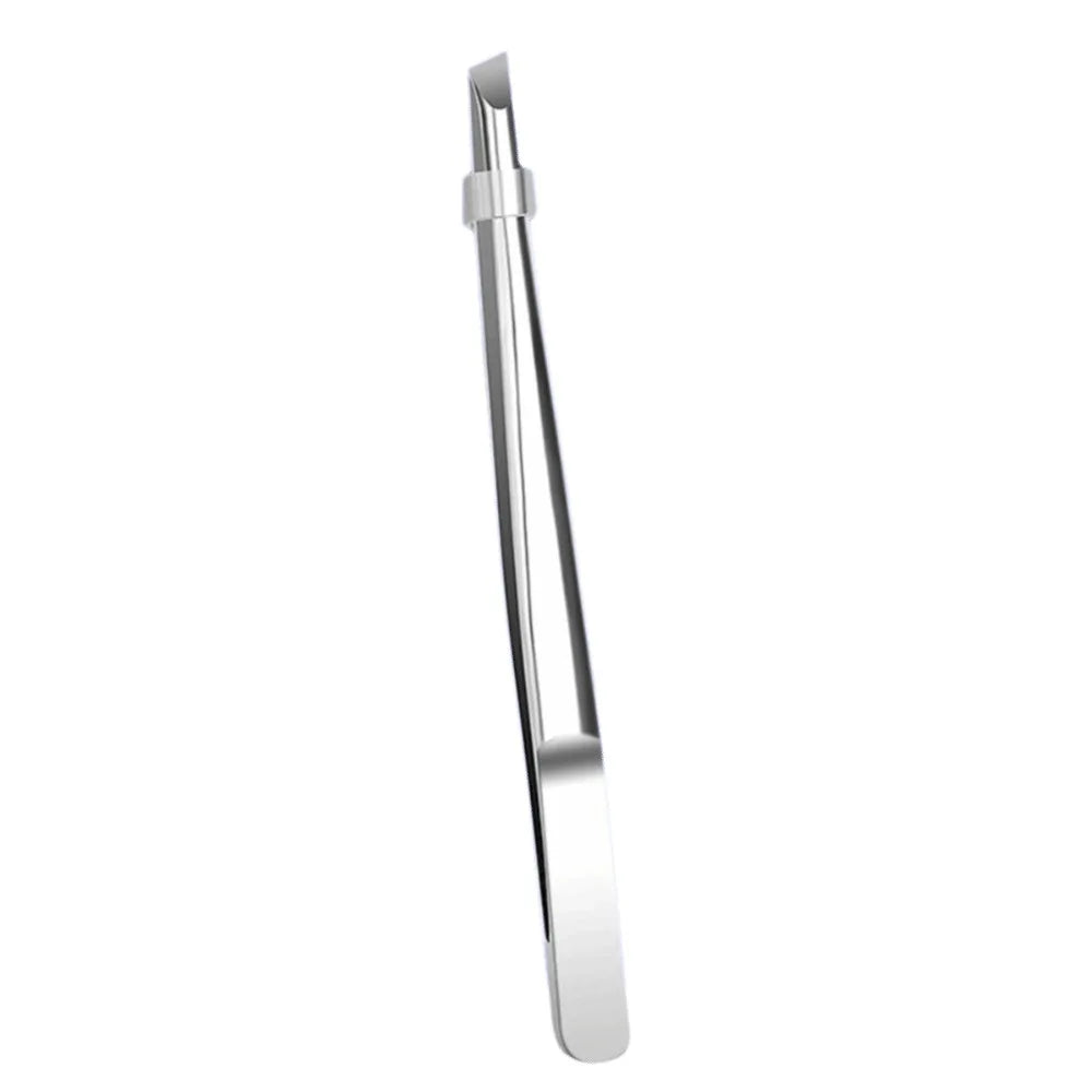 Stainless Steel Eyebrow Tweezers Flat Slant Tip Precision Facial Hair Zpaxo 1PC