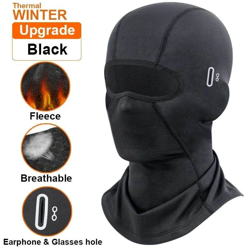 Winter Breathable Balaclava Motorcycle Full Mask Cycling Mask Helmet Hood Moto Riding Neck Face Mask Climbing Fishing Skating Zpaxo CAP08 Black
