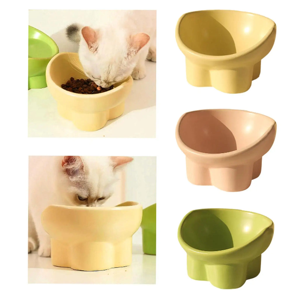 Raised Cat Bowl Small Dog Waterer Protect Pet's Spine Stable Durable Tilted Pet Feeder Kitten Water Bowl for Small Medium Dogs Zpaxo