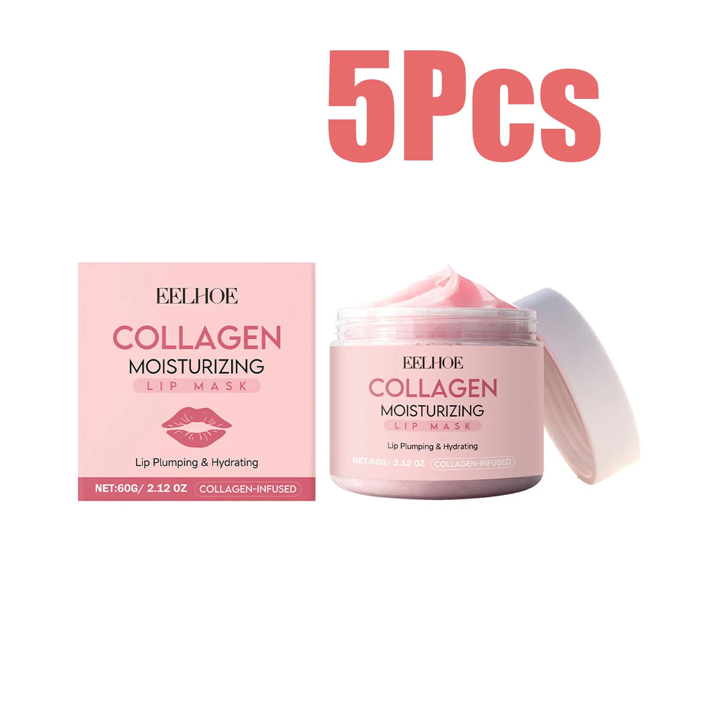 Collagen Lip Mask Overnight Repair Moisturizing Nourishing Treatment for Dry Flaky Lips Women's Lip Care Essential Fade Lip Line Zpaxo 5 x 60g Boxed