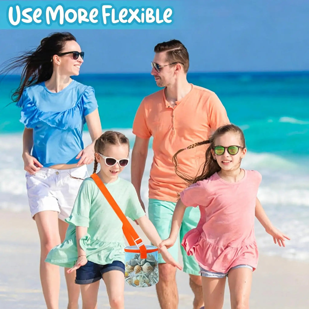 Sea Shell Bags For Beach 2 Pieces Sand Toys Holder Tote With Adjustable Strap Portable Sea Shell Bag For Travel Beach Vacation Zpaxo