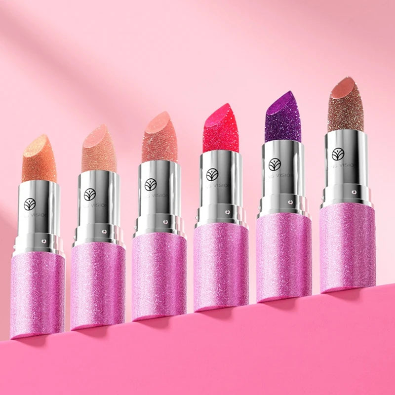 6 Colors Bold & Intense Glitter Shiny Metallic Lipstick Pearlescent Lip Tint Long Lasting Lip Senior Matte Lip Makeup Gifts Zpaxo
