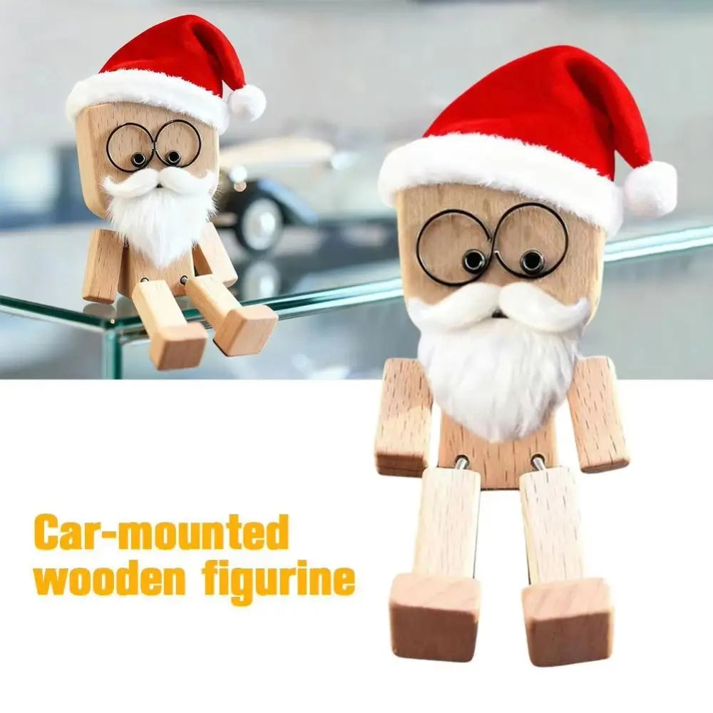 Mini Christmas Shaking Wooden Man Leg-swinging Magnetic Figurine Cute Zpaxo