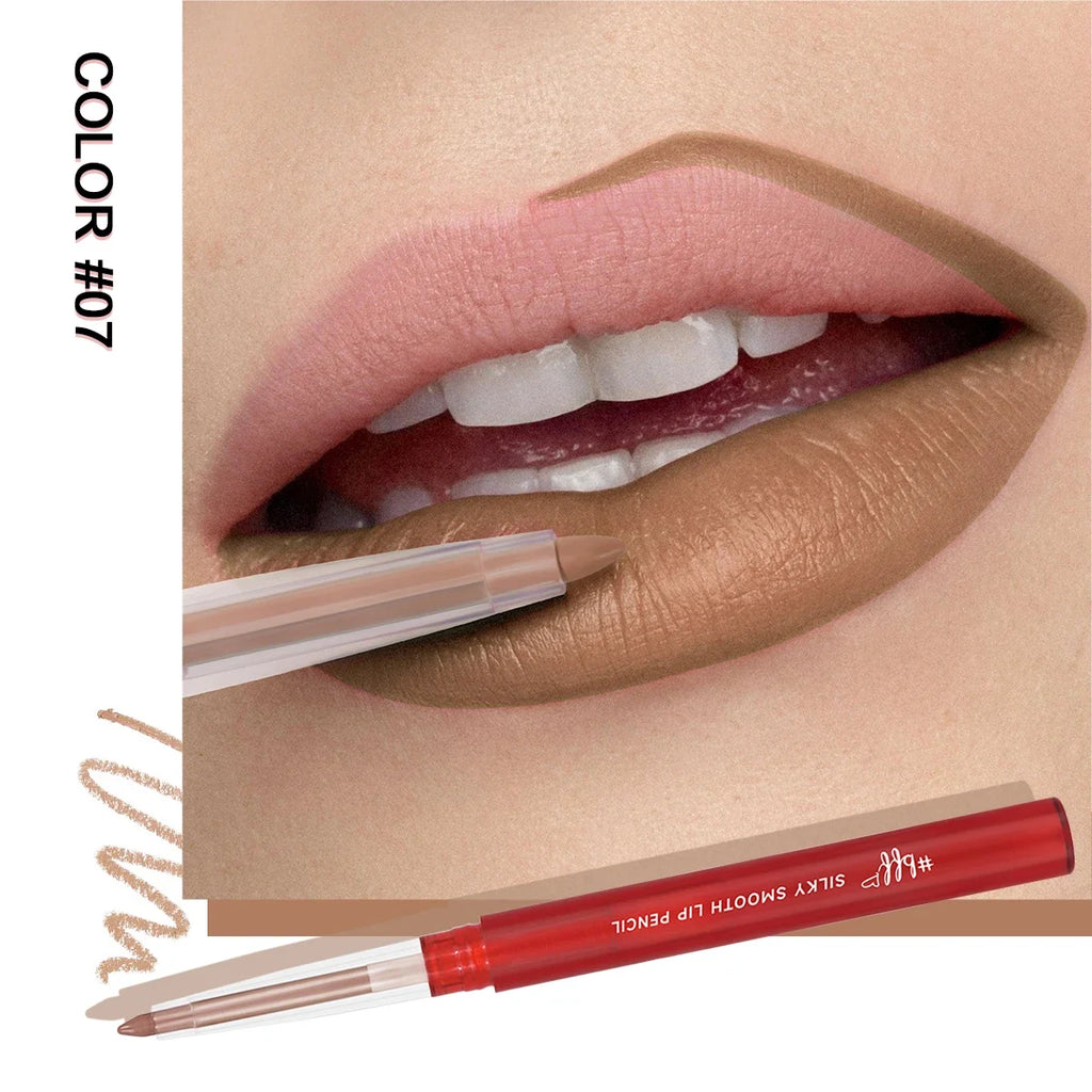 Velvet Lip Liner Crayon Matte Tapered Gradient Lipstick Pen Waterproof Non-Sticky Contouring Lip Makeup Mixed Color System Zpaxo 07