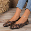 Big 35-43Snake Pattern Leather Woman Square Toe Shallow Ballet Flats