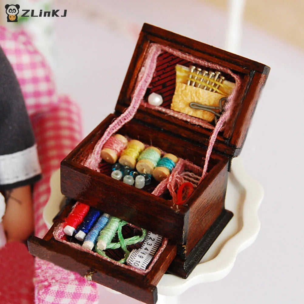 ▶Vintage Sewing Needlework Needle Kit Box 1:12 Dollhouse Miniature Mini Decor Zpaxo