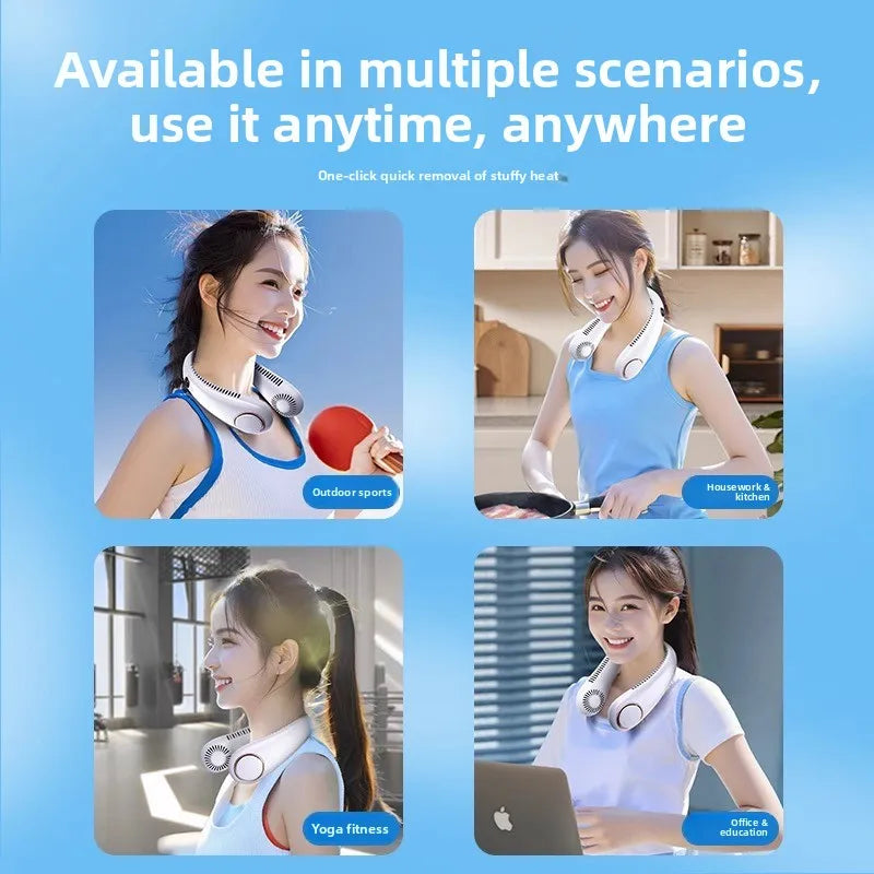 Mini Neck Fan Portable USB Rechargeable Long Standby Hands-free