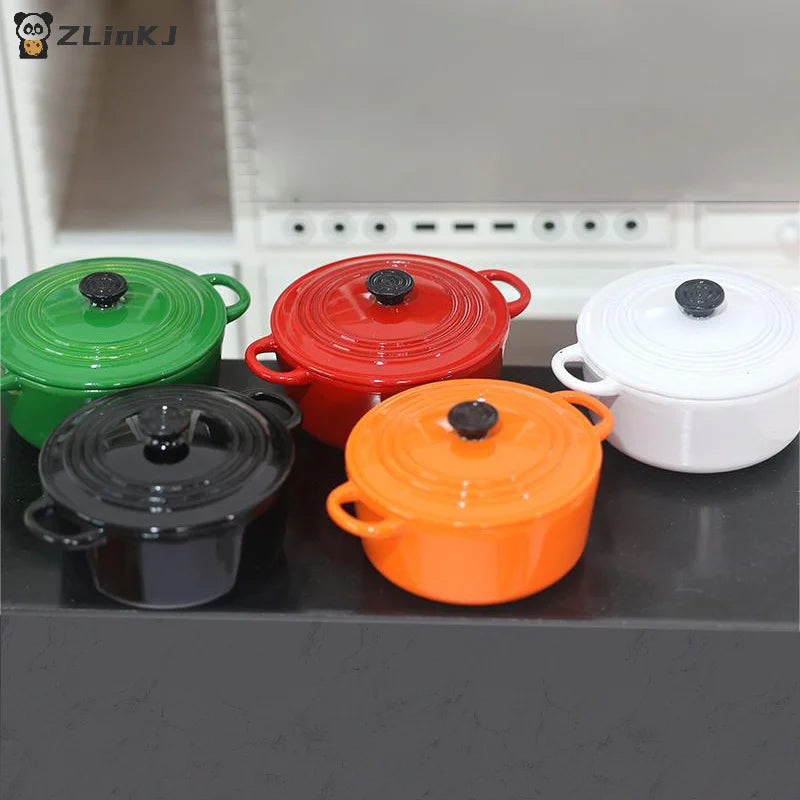 ▶1PCS Mini Pot Boiler Pan With Lid Kettle Dollhouse Miniature Cooking Ware Play Kitchen Toy Doll House Accessories Zpaxo