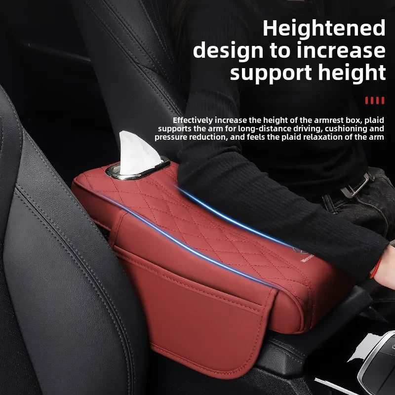 Car Armrest Box Cushion Universal Storage Bag Car Tissue Box Central Elbow Height Pad Multifunctional Height and Width Zpaxo