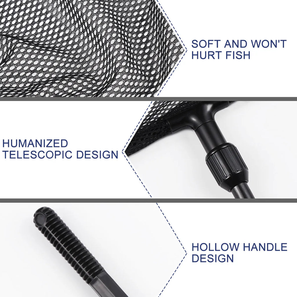 Telescopic Fishing Net Landing Supple Non-absorbent Nylon Mesh