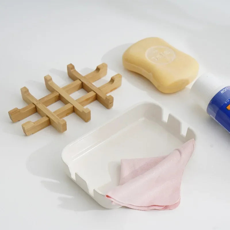Bamboo Soap Dish with Draining Tray – Eco-Friendly Holder Bamboo Soap Dish Zpaxo