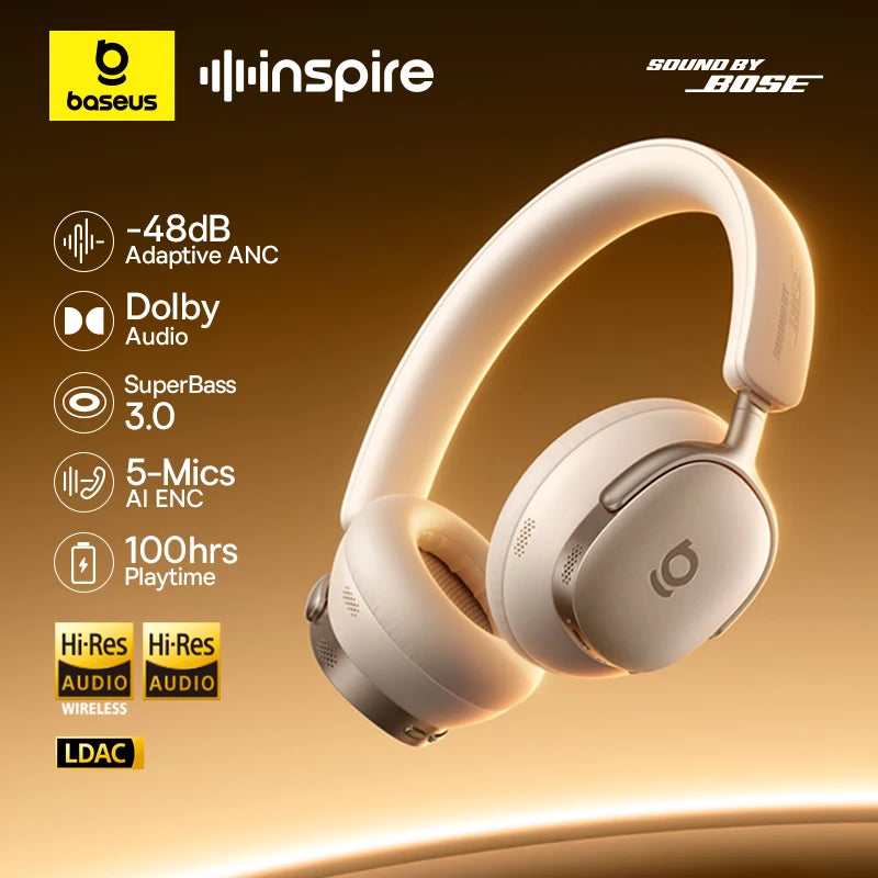 Baseus Inspire XH1 ANC Wireless Headphone Bluetooth 6 1 48dB Adaptive