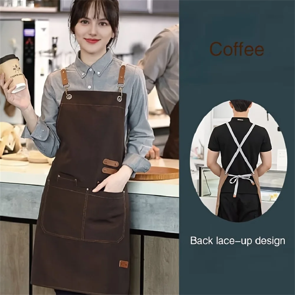 Multi-pocket Apron Adjustable Strap Design Perfect Coffee Bars Zpaxo Coffee OneSize