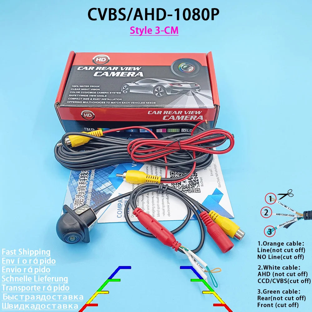 AHD 1080P Car Rear View Camera 4K CVBS Fisheye Chips HD Night Vision
