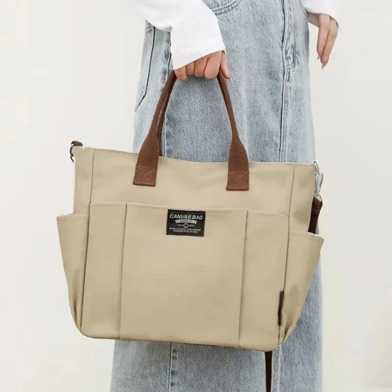 Large Capacity Canvas Tote Bag Women Simple Horizontal Shoulder