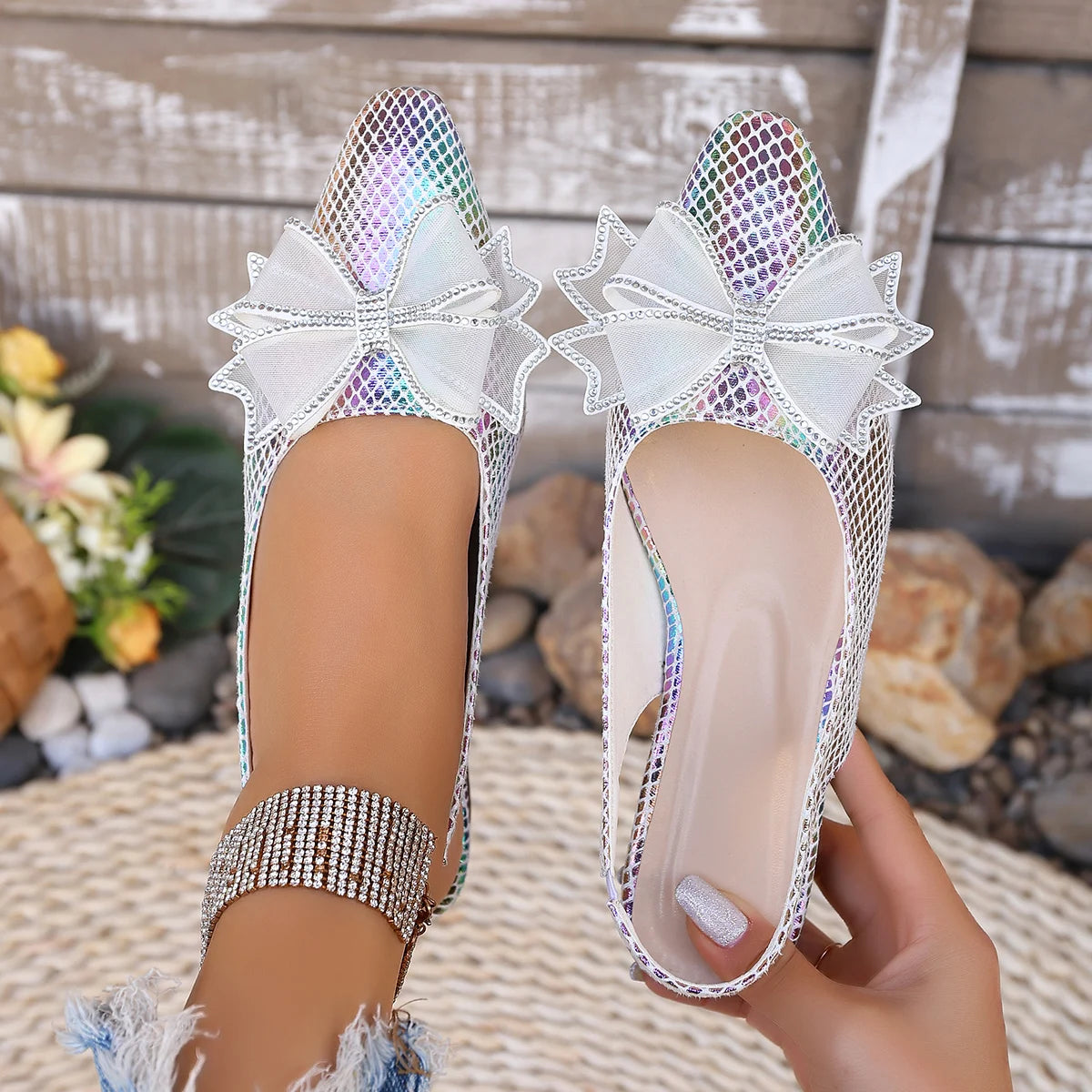 Trend Women Flat Sandals Wedding Shoes Bride Summer Butterfly Outdoor Zpaxo WHITE 41