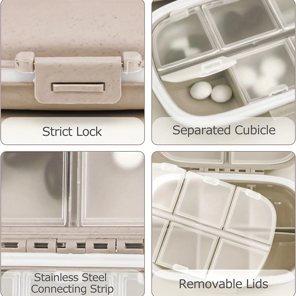 Mini 8-Grid Pill Box – Portable Travel Medicine Organizer Pill Organizer Zpaxo