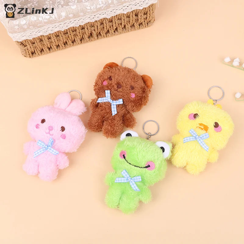 ▶1Pcs Cartoon Mini 4 Animal Little Bear Rabbit Frog Chicken Stuffed Plush Toy Plush Animal Keychain Decorate Zpaxo