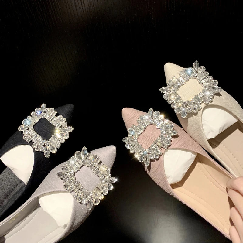 Women White Ballet Flats 2026 Round Toe Gold Buckle Soft Leather Slip Zpaxo
