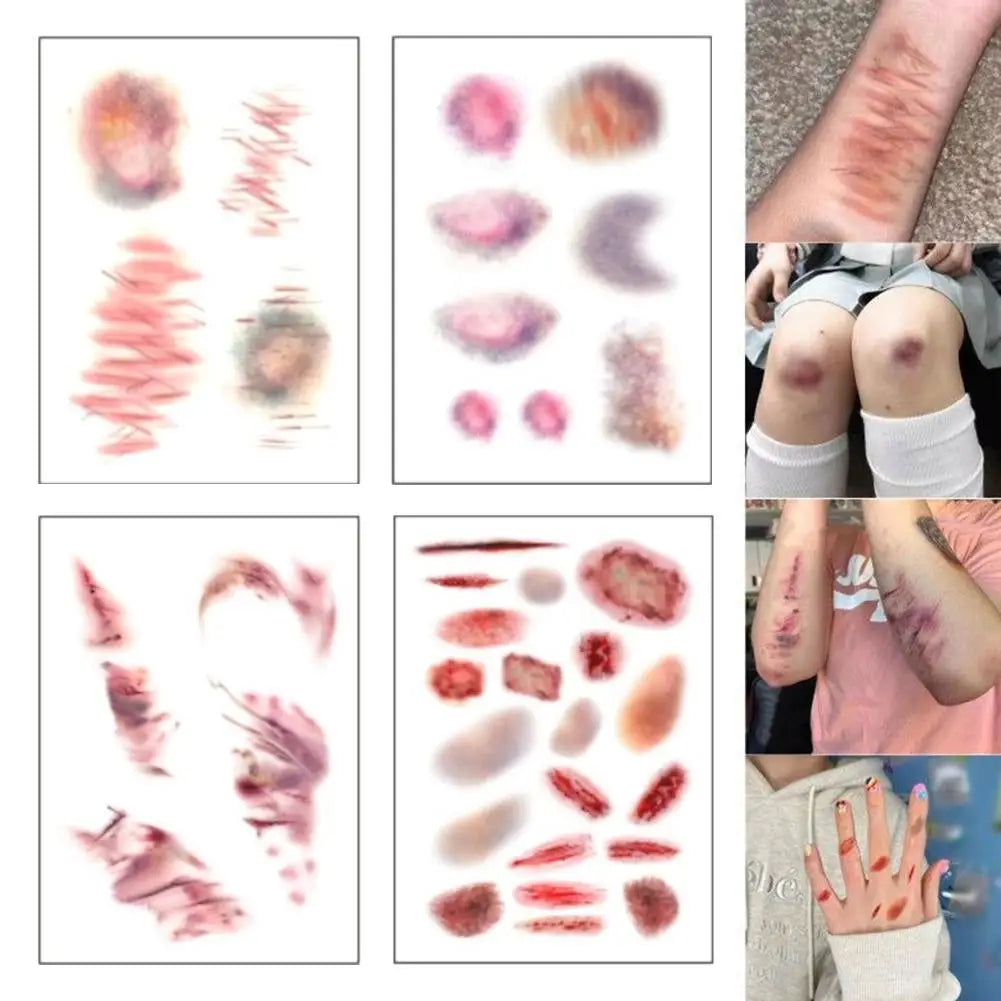 Halloween Wound Scar Temporary Tattoo Stickers – Fake Blood Temporary Tattoo Stickers Zpaxo