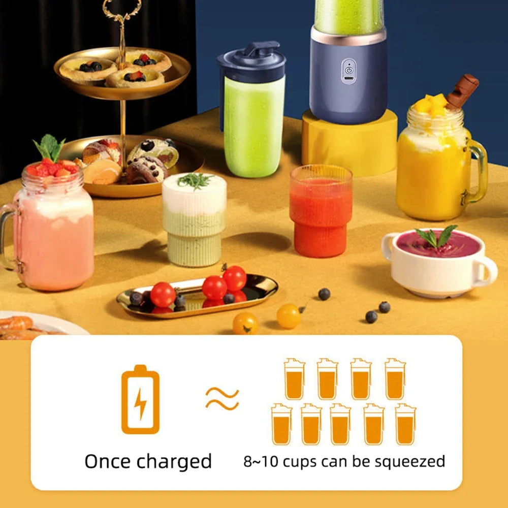 6 Blades Electric Juicer Cup 2 Cups For Travel Portable Juicer Mixer Usb Charge Fresh Fruit Juice Personal Blender Smoothie Zpaxo