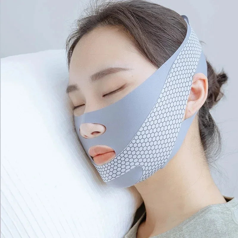 Face-lift Sleep Face V Shaper Facial Slimming Bandage Relaxation Zpaxo blue-1pc