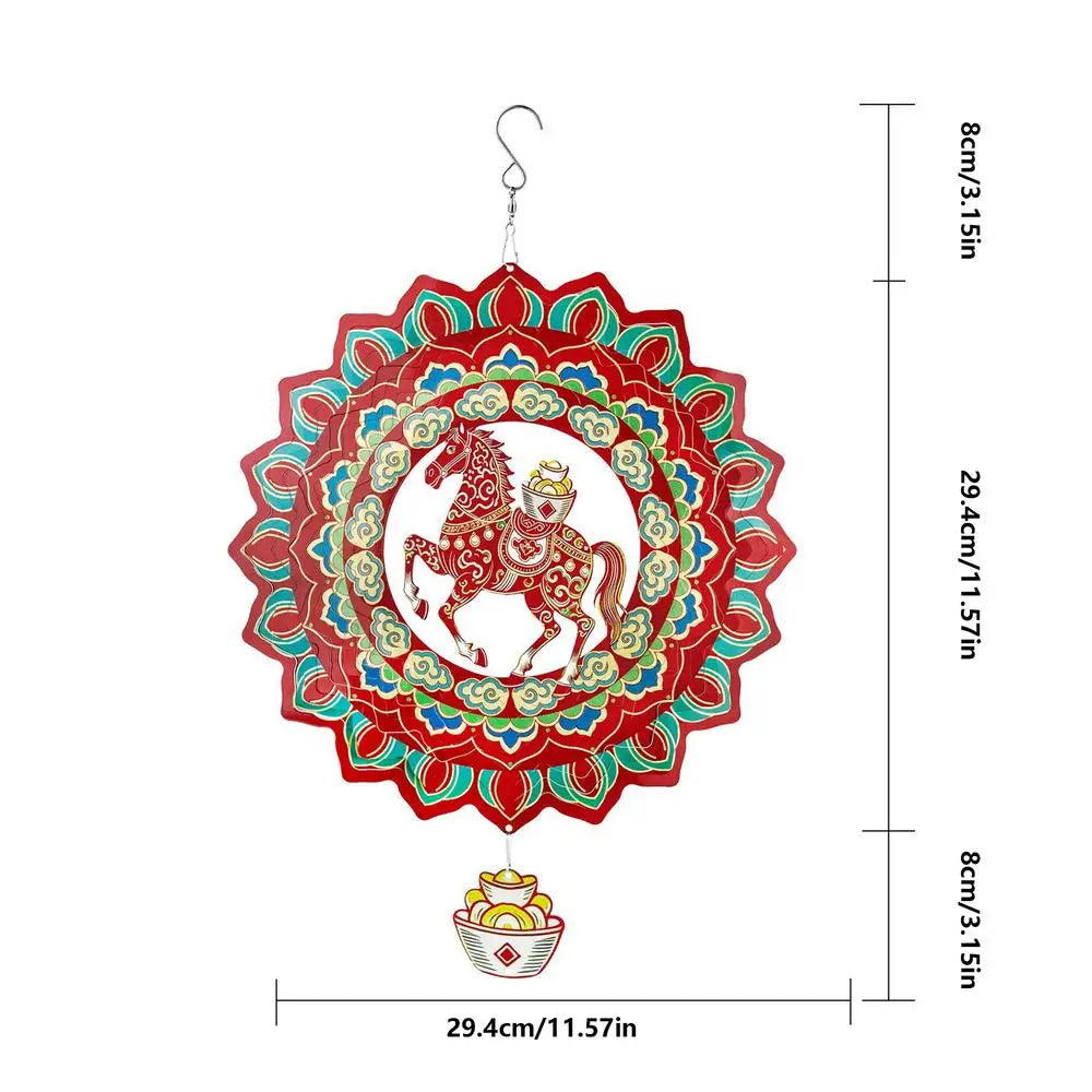 Horse Wind Chimes For Outside 11.57 Inch Stainless Steel Chinese New Year Decor 2026 Horse Year Hangable Pendant For Patio Lawn Zpaxo Red China Mainland
