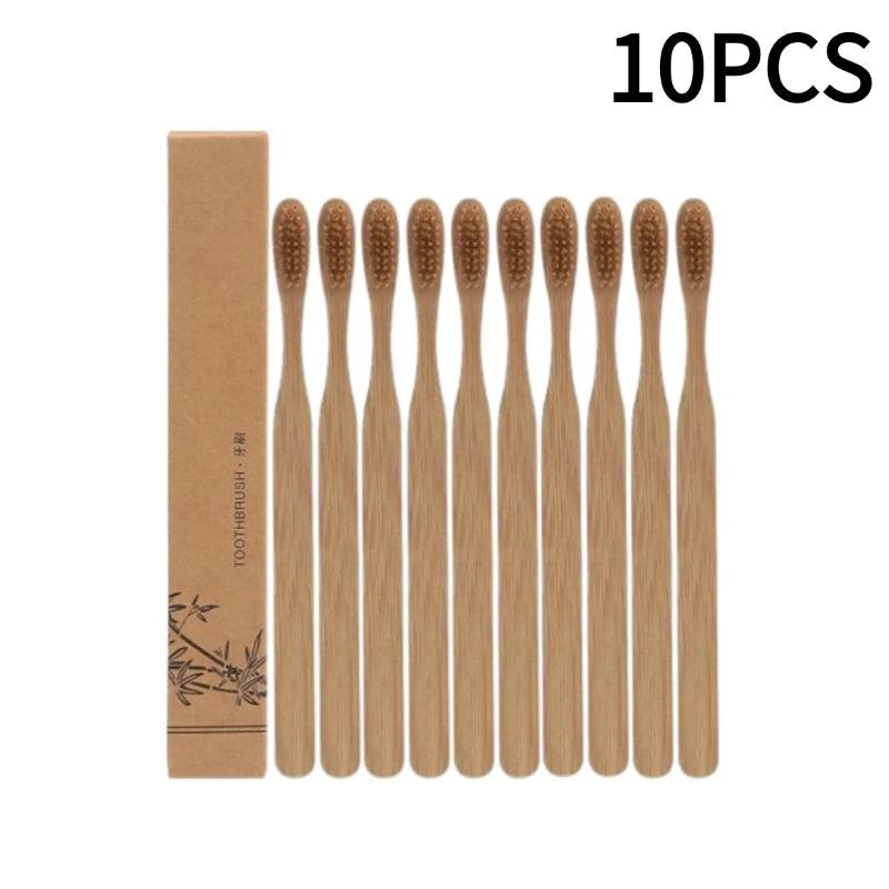 1-10PCS Disposable Toothbrush Soft Bristles Toothbrush Single Wrapped Bamboo Toothbrush Travel Deep Cleaning Oral Care Brush Zpaxo 10PCS