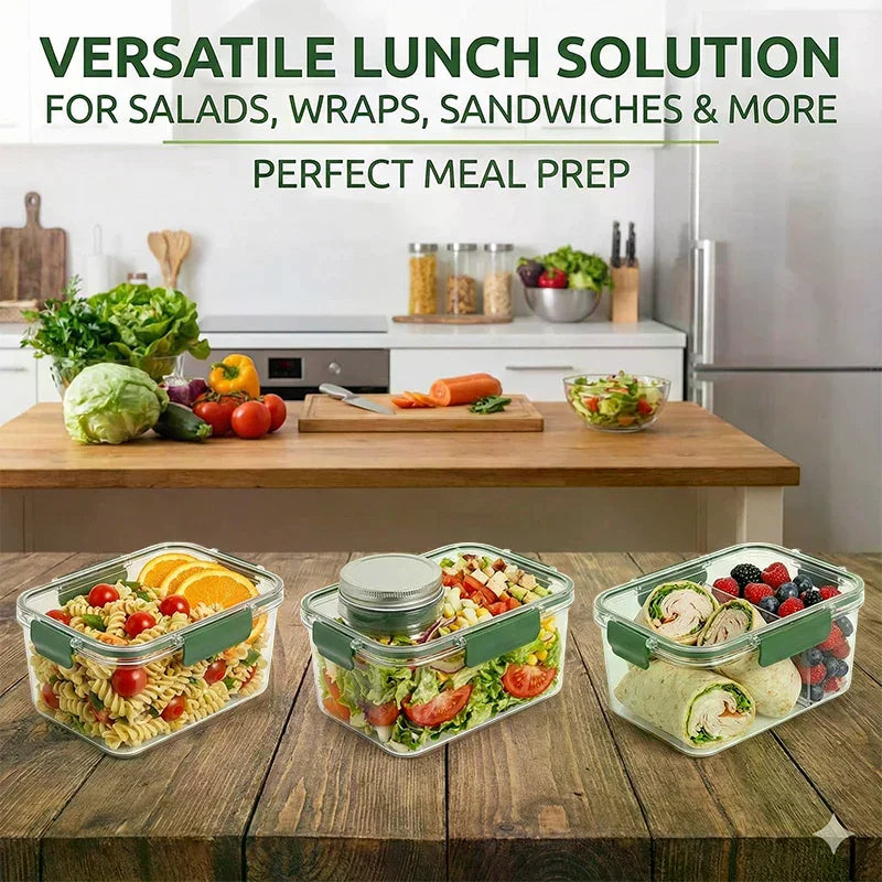 Salad Container For Lunch With Vertical Layering & Dressing Holder, Airtight Salad Pod With Fork, Portable Leakproof Organizer Zpaxo