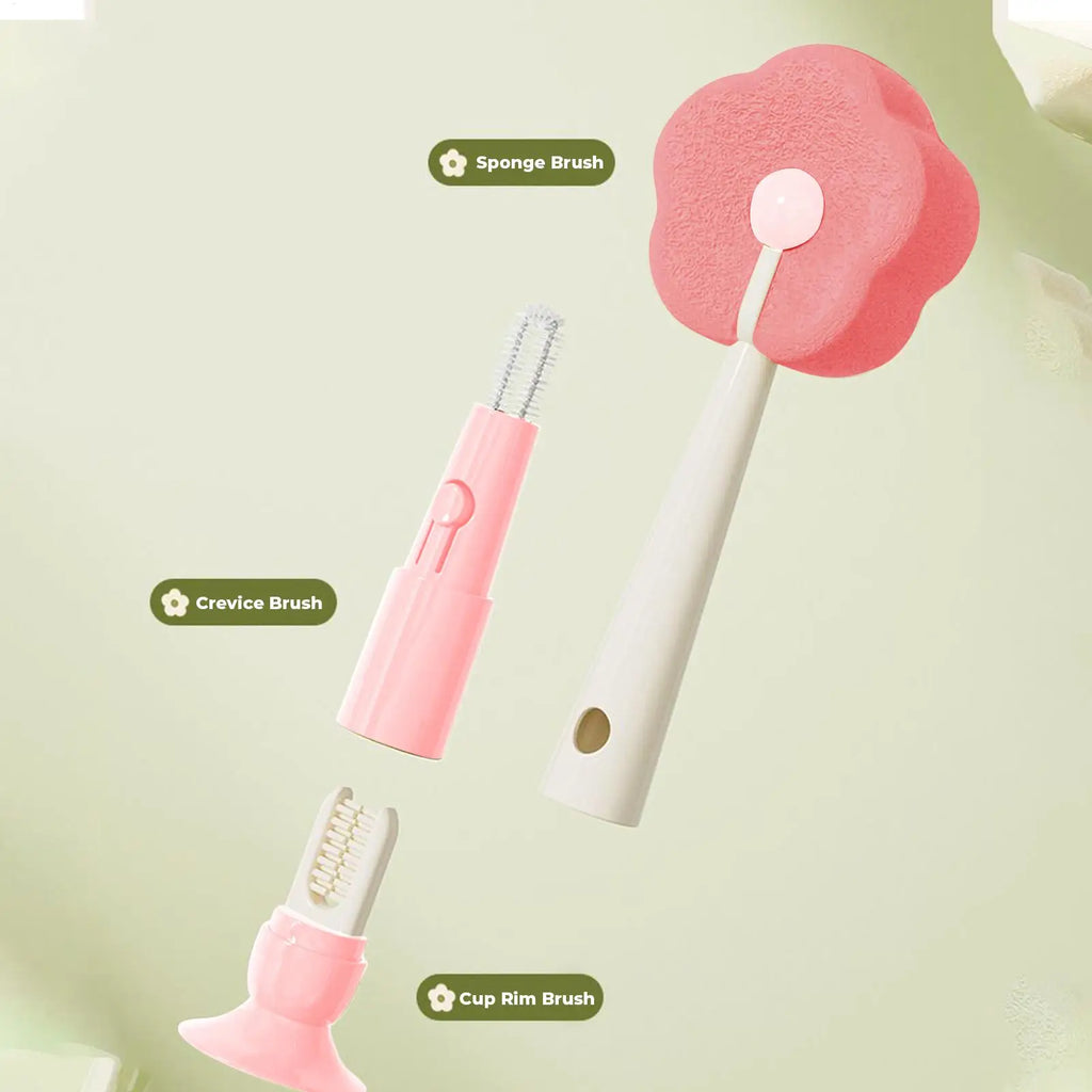 Cup Brush Cleaner Cup Brush Sponge Suction Multifunctional Washer Flower-shaped Scrubber For Kitchen Sink Coffee Travel Wine Zpaxo