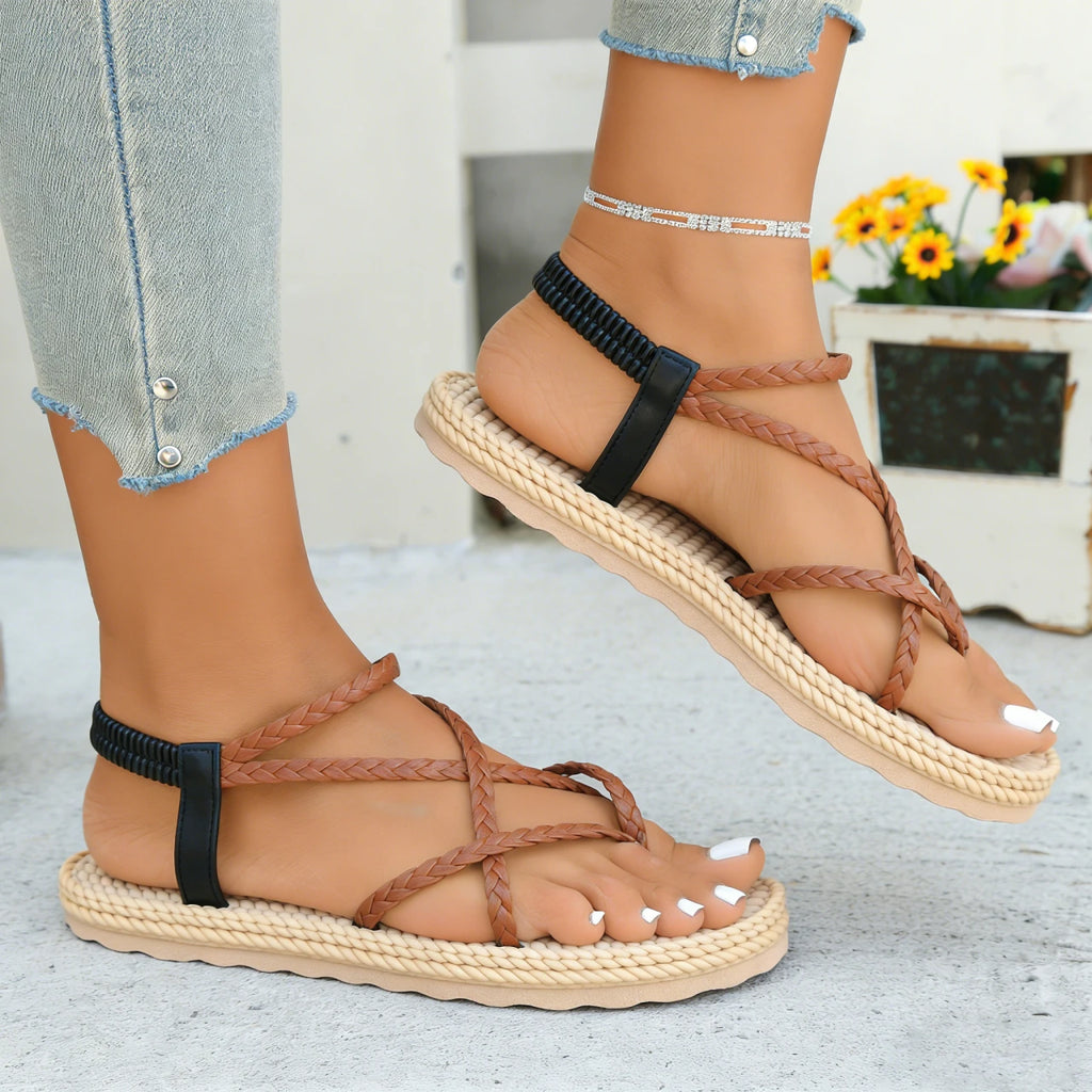 Designer Leisure Sandals for Women Soft Sole Light Flat Shoes Female Daily Walking Street Sandals Lightweight Trend Women Shoes Zpaxo Brown 42
