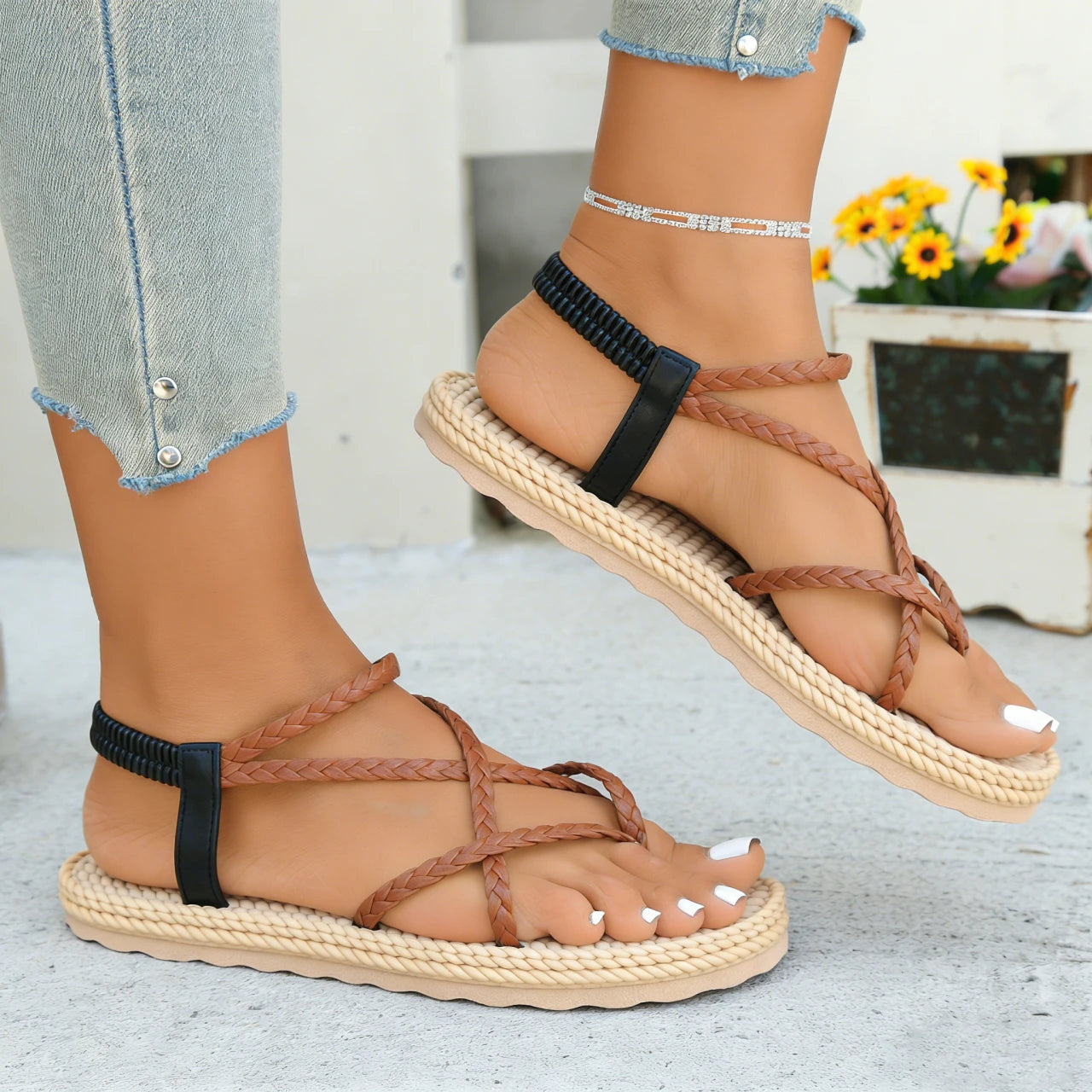 Designer Leisure Sandals for Women Soft Sole Light Flat Shoes Female Daily Walking Street Sandals Lightweight Trend Women Shoes Zpaxo Brown 42