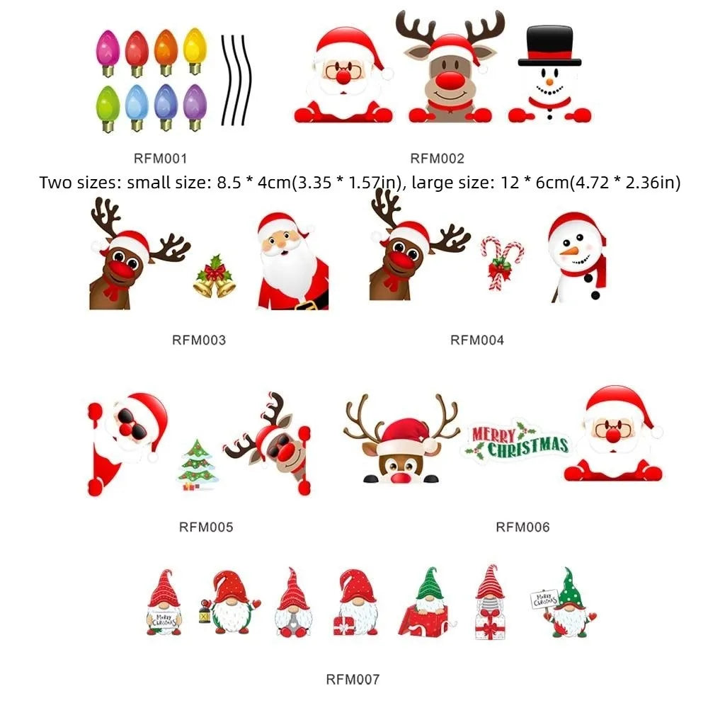 Elk Christmas Day Bulb Cartoon Car Magnetic Reflective Decal Exterior Zpaxo