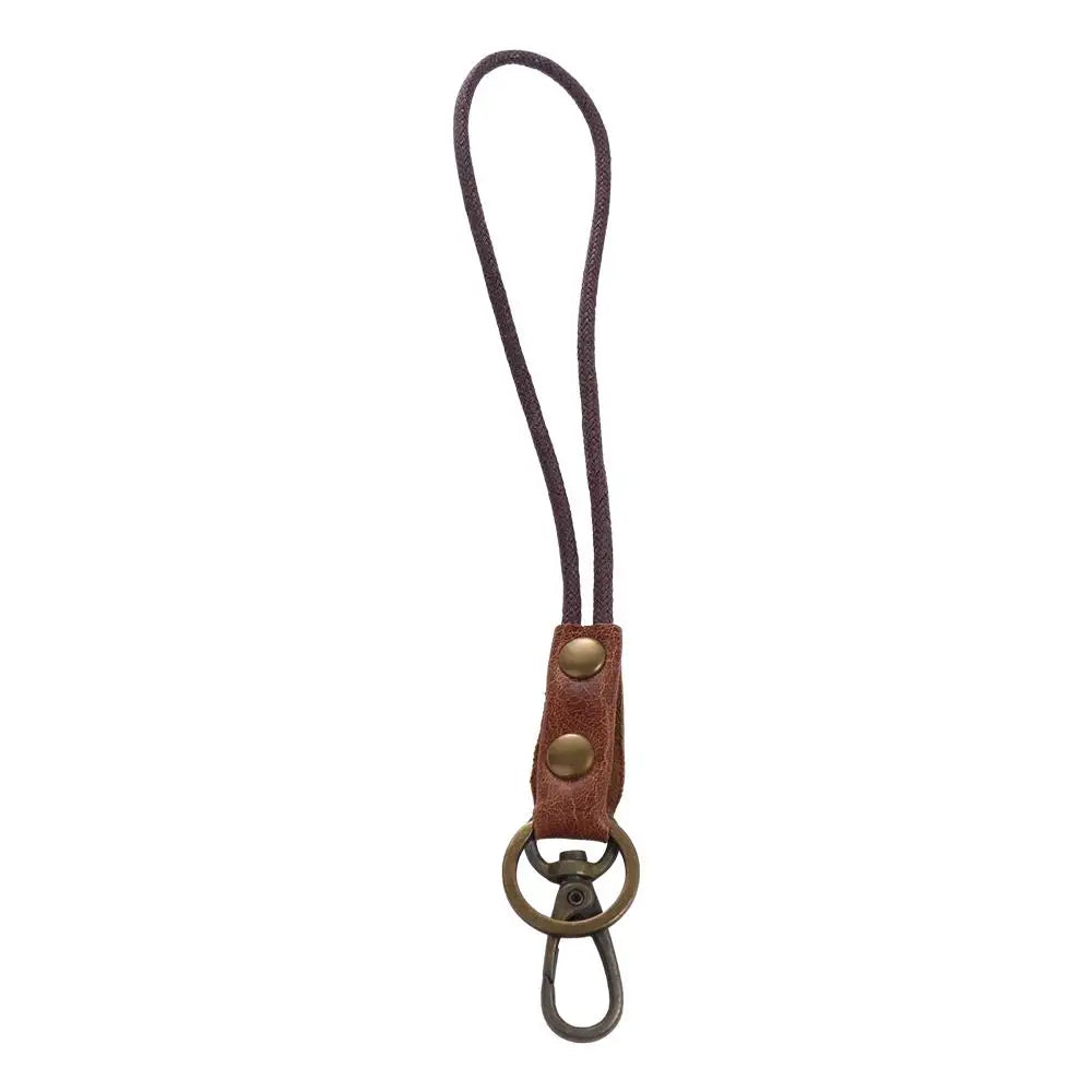 Genuine Leather Keychain Badge Holder ID Card Holder Wrist Neck Lanyard Phone Neck Strap Work Card Holder Leather Lanyard Zpaxo 23cm