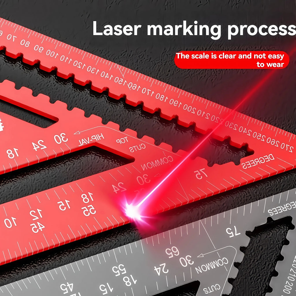 Precision Ruler 12-Inch Red Aluminum Alloy Triangle Durable Metal Zpaxo