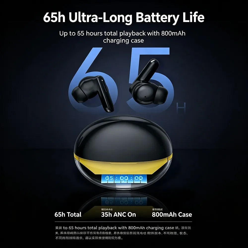KEBIDUMEI Bluetooth Ear Earphones 6-Mic 48dB Noise Cancelling ANC