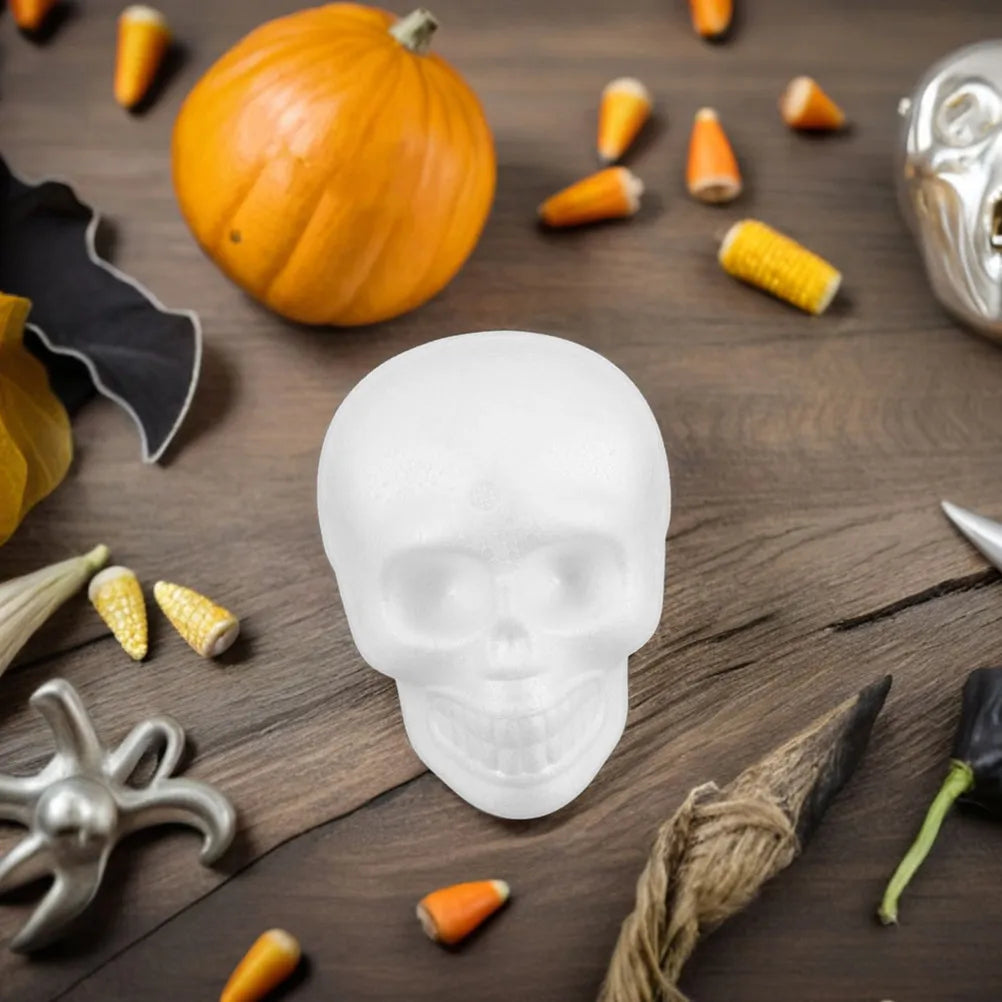 Foam Skull Heads White DIY Halloween Shapes Crafting Hanging Party