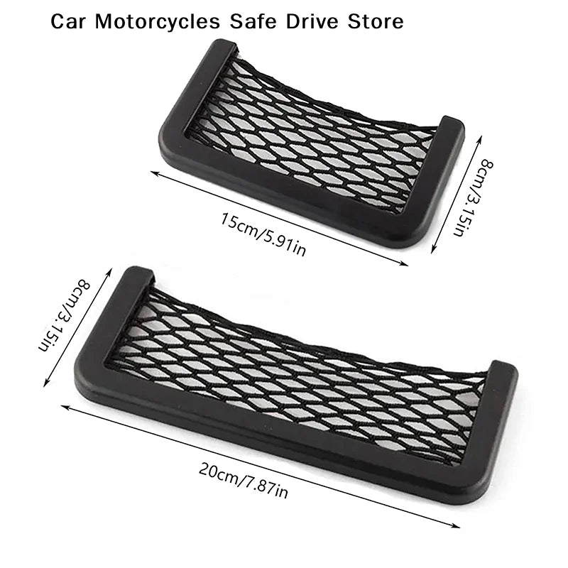 Car Storage Net Stretchable Mesh Pocket Magic Elastic Sticker