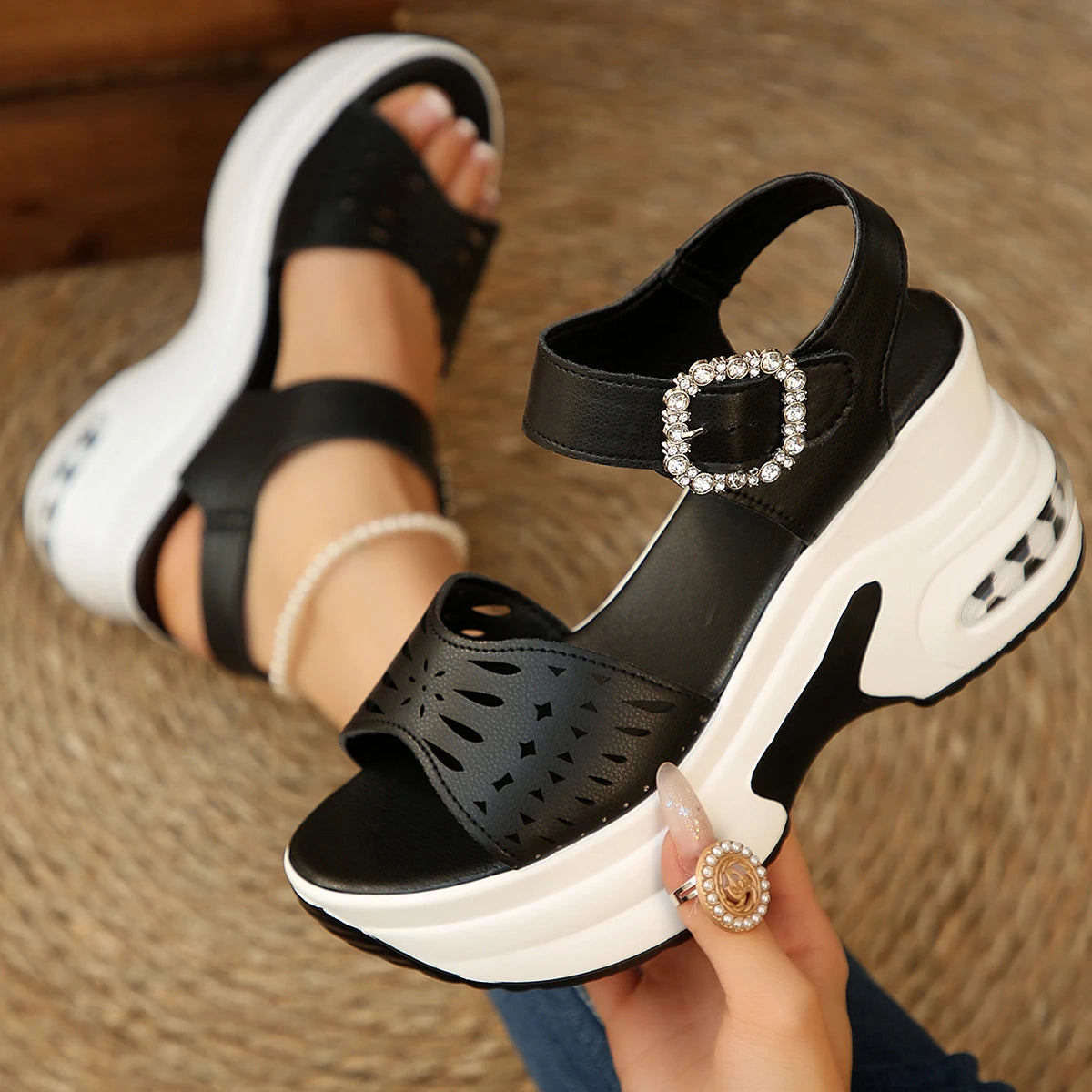 Summer Women Sandals Sexy Roman Thick Sole Shoes Women Casual Walking Women Shoes Soft Breathable Fashionable Sports Sandals Zpaxo