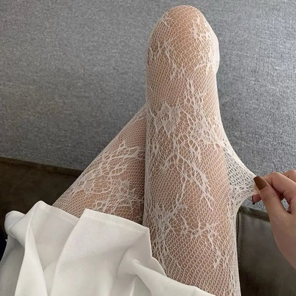 Fashionable Hollow Out Flower Pattern Fishnet Stockings Jacquard Small Flowe Mesh Design Net Socks Mesh Tights Japanese Lolita Zpaxo
