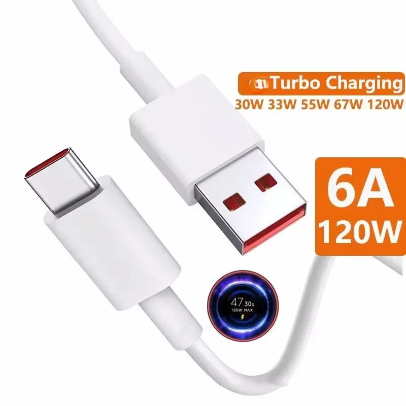 6A 120W USB C-type Ultra Fast Charging Cable Mi 13 12 Realme POCO