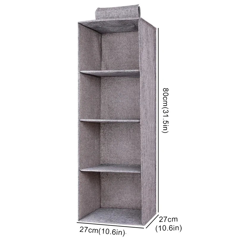 Multi-Layer Hanging Closet Organizer Hanging Bag/Shelf,Collapsible Wardrobe Sundries Organizer washable fabric Zpaxo Gray 4-layer