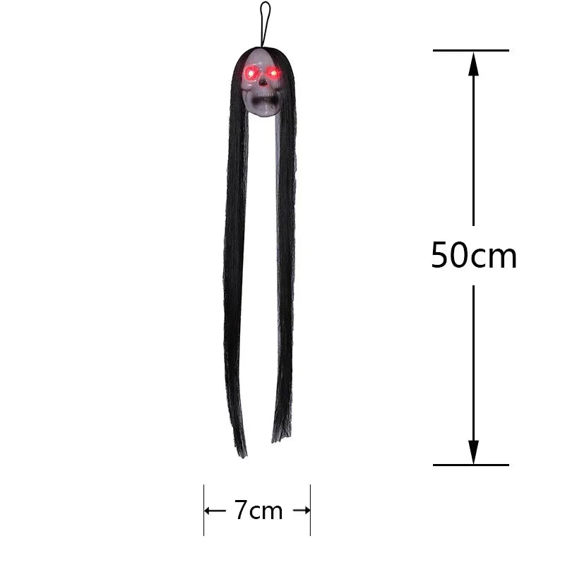 Indoor Eerie Glowing Long Hair Ghost Head Hanging Halloween